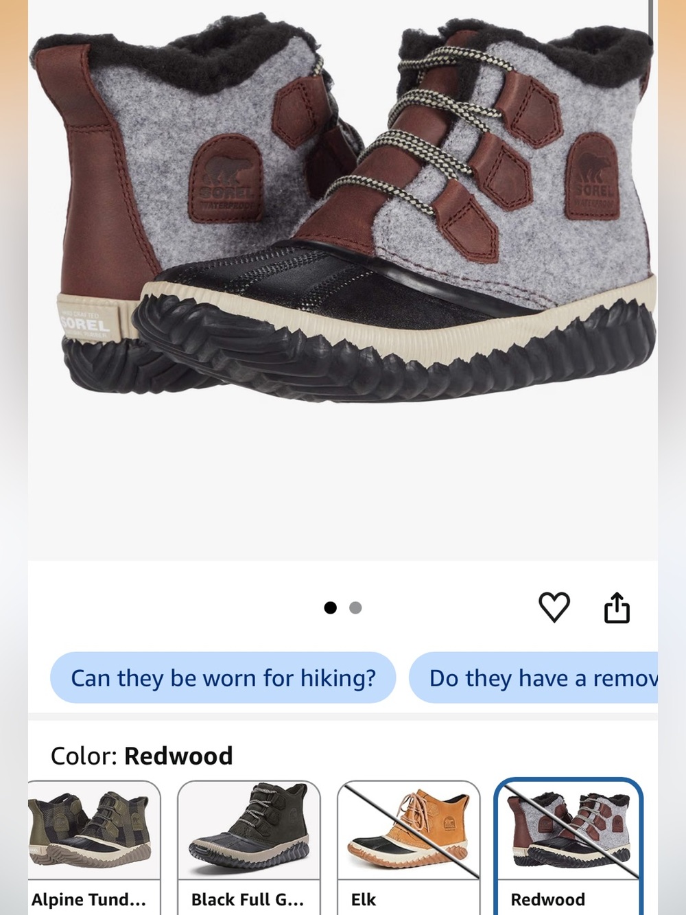 Sorel Womens Waterproof Redwood Winter Boot